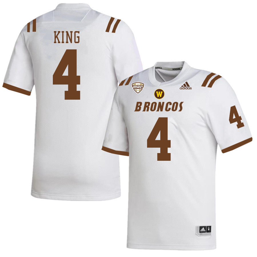 #4 Keshawn King Western Michigan Broncos College Football Jerseys Stitched-White